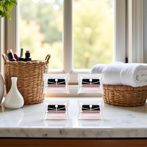 4Pcs Mini PVC Makeup Bag Small Clear Plastic Cosmetic Organizer Bag Pouch with