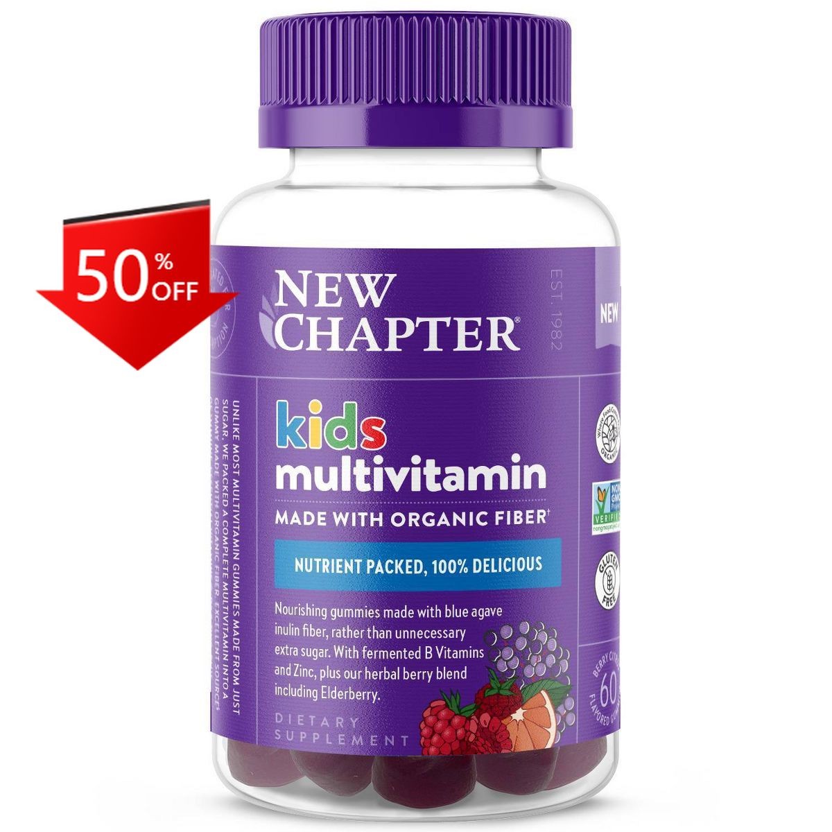 New Chapter Kids’ Non-GMO and Gluten Free Organic Multivitamin Gummies- 60ct