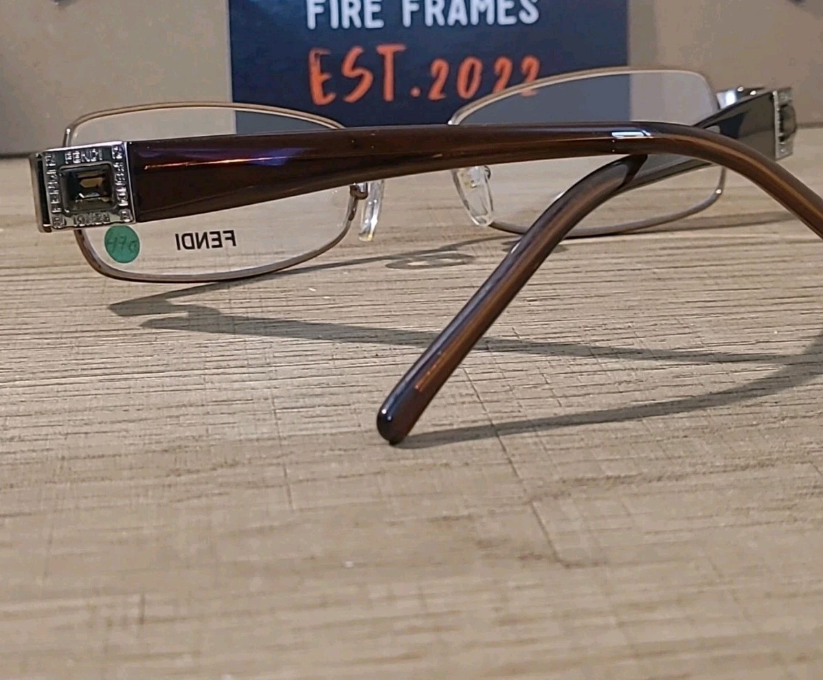 FENDI F895R 210 Brown Full Rim Eyeglasses Frames w. Brown Gem (Rare) 51-18-135