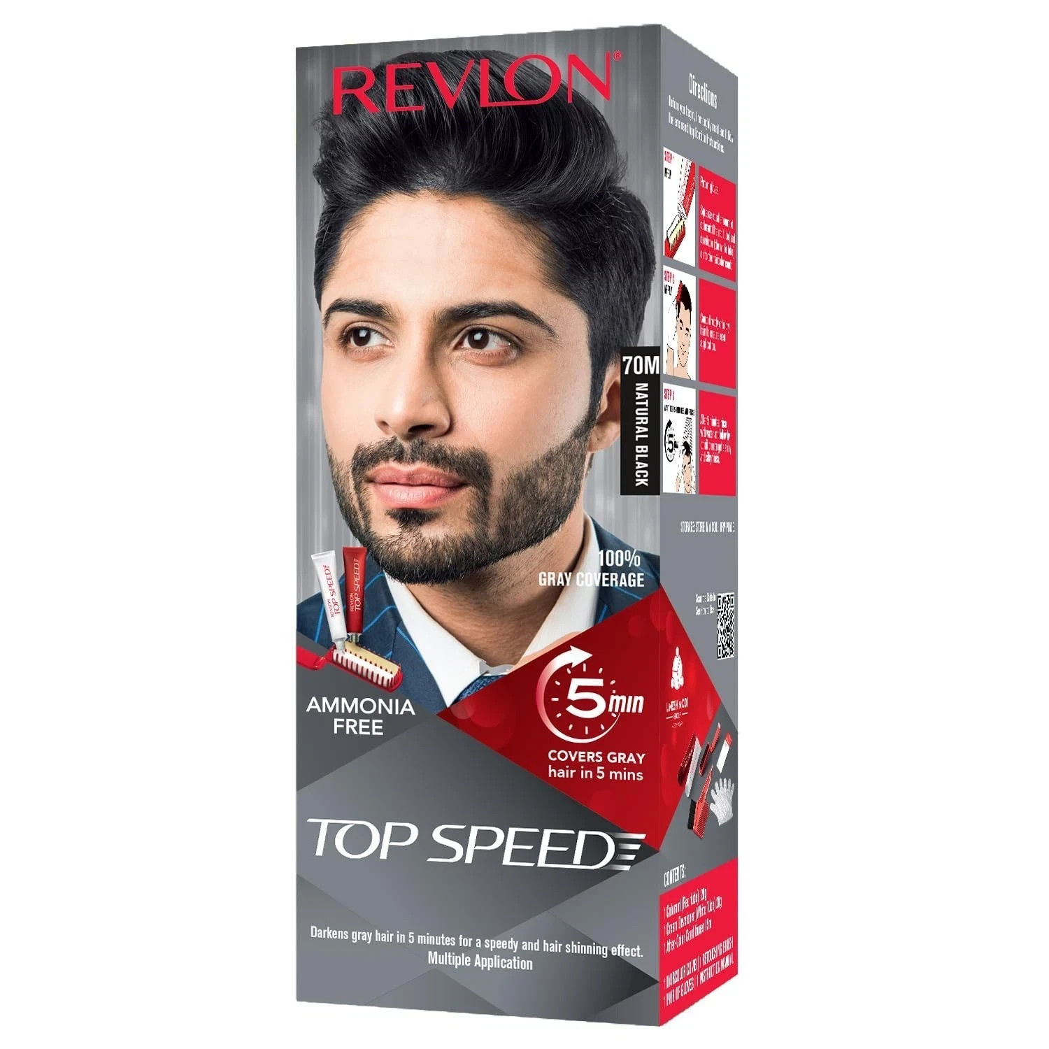 Revlon Top Speed Hair Color for Men Natural Black 100% Grey Coverage 5 Min