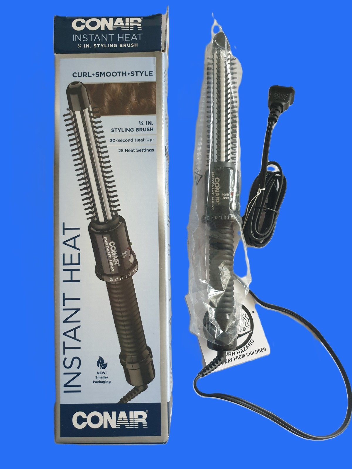 Conair Instant Heat 3/4″ Styling Brush Black Corded Electric 25-Heat Settings