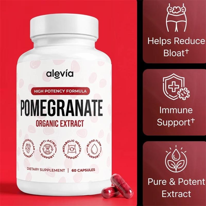 (3 PACK) Alevia Pomegranate Capsules Organic Extract Antioxidant 180 Capsules
