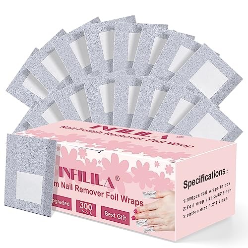 Nail Foil – 300PCS Foil Nail Wraps Gel Nail Polish Remover Foil 300 Piece Set