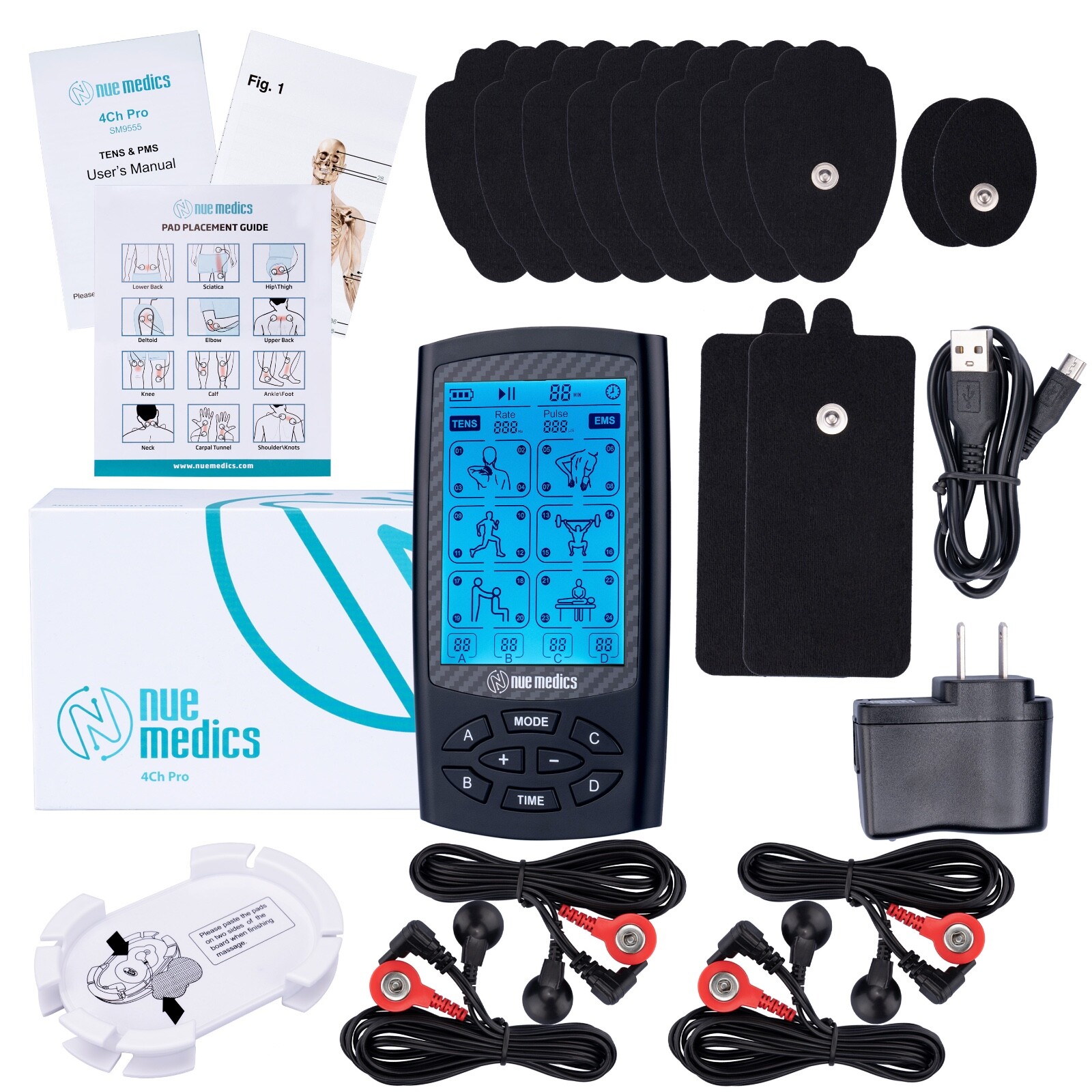 Tens Unit Muscle Stimulator 4 Independents Channels Electro Pain Relief Therapy