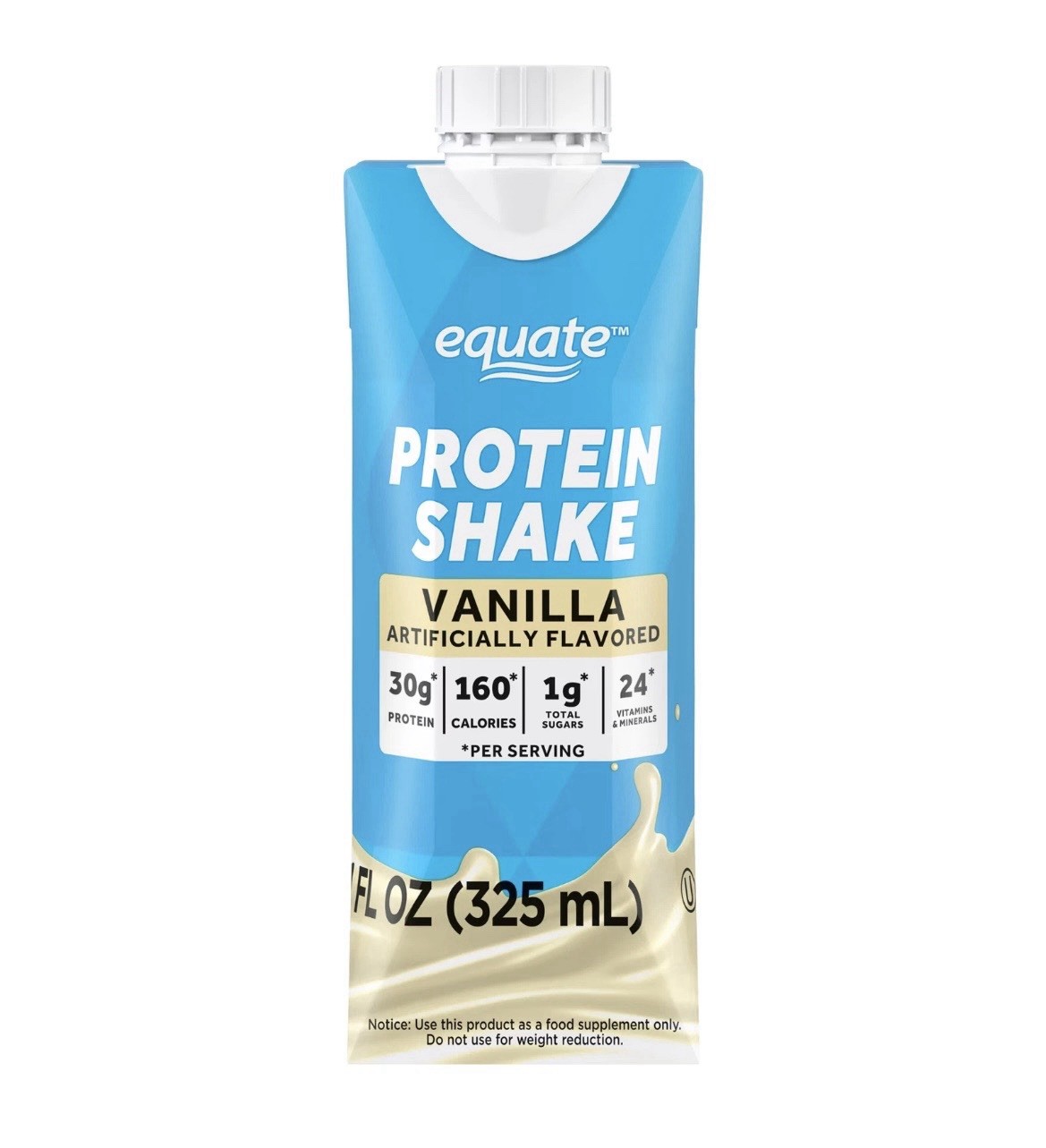 Equate High Performance Protein Shake, Vanilla, 30g Protein, 11 fl oz, 4 Count
