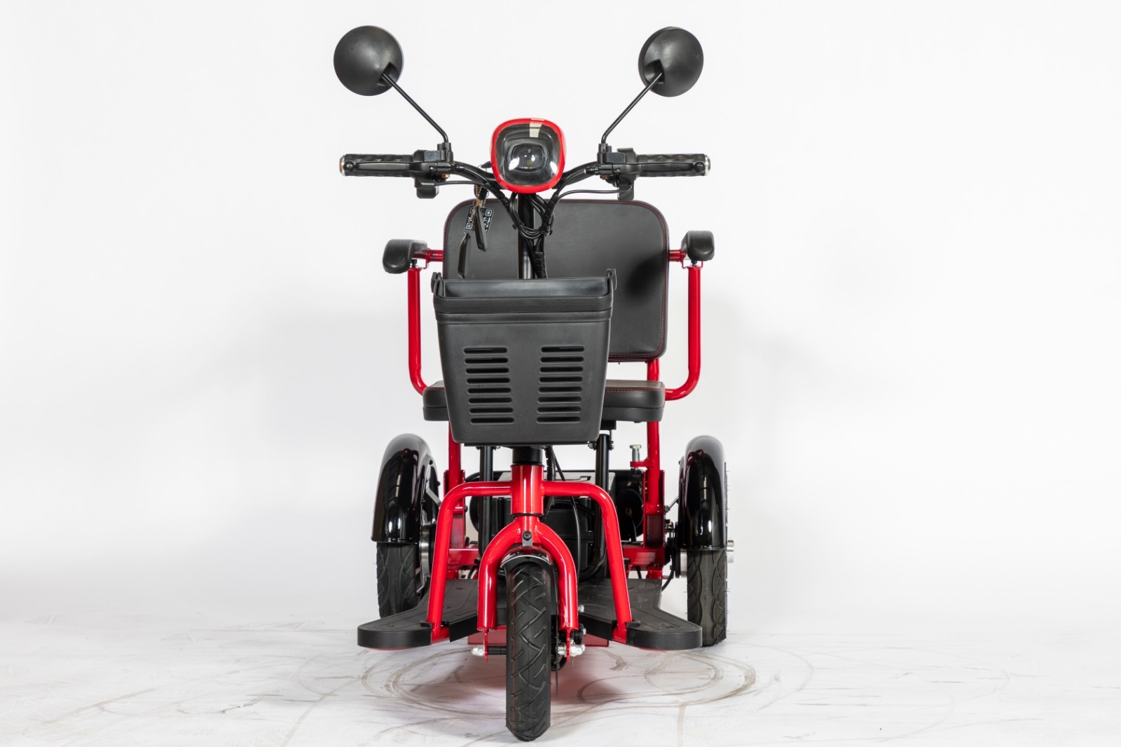 Red Tressel Fold Solo 3-Wheel Foldable Electric Scooter w/ Basket & Mirrors