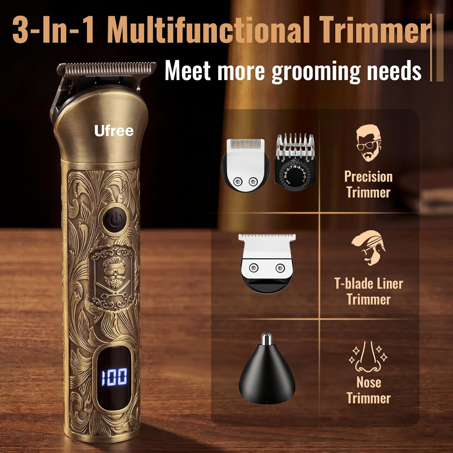 Hair Clippers for Men, Beard Trimmer, Foil Shaver 3-In-1 Grooming Kit | Type-C F