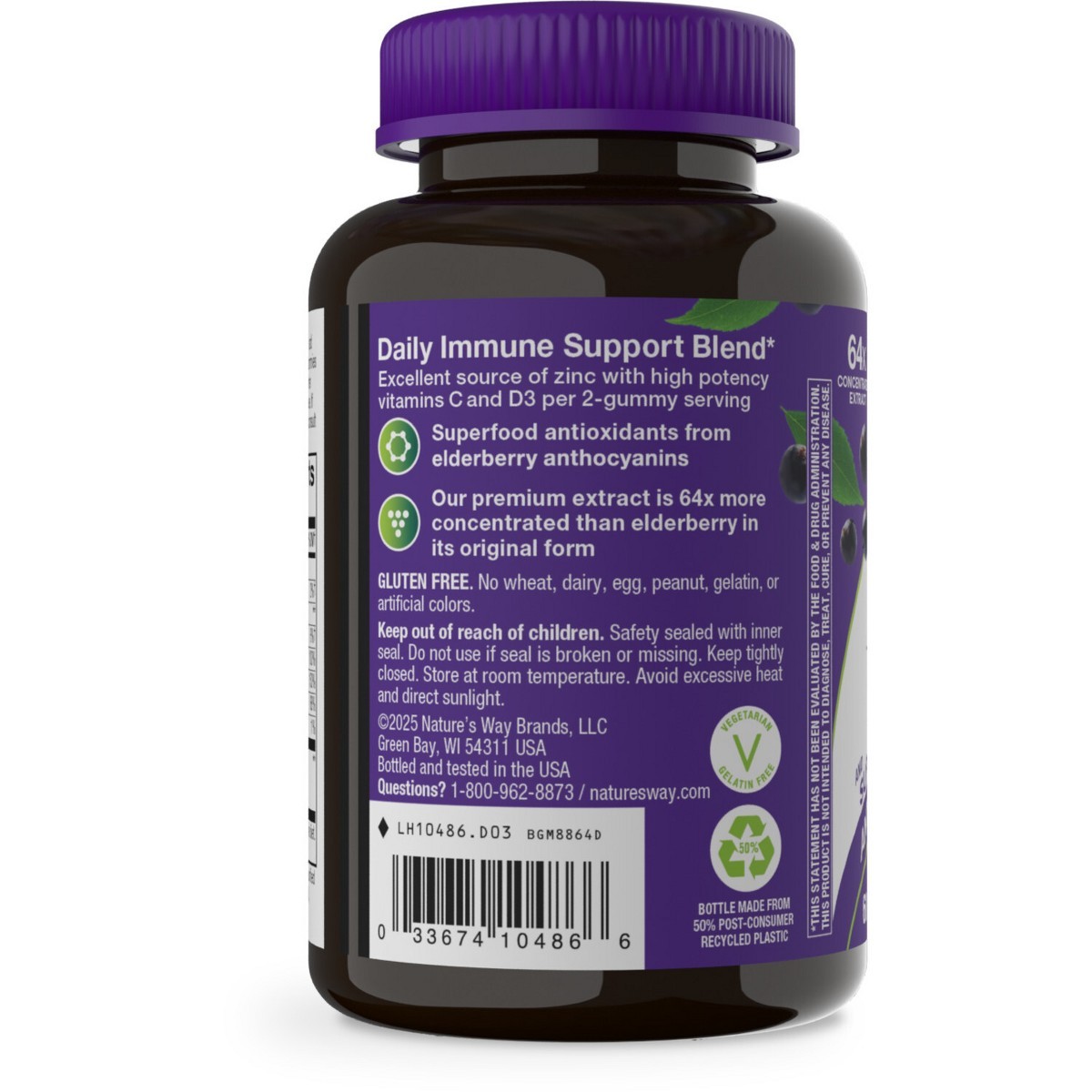 Sambucus Elderberry Immune Gummies with Vitamin C, Vitamin D3 and Zinc – 60ct