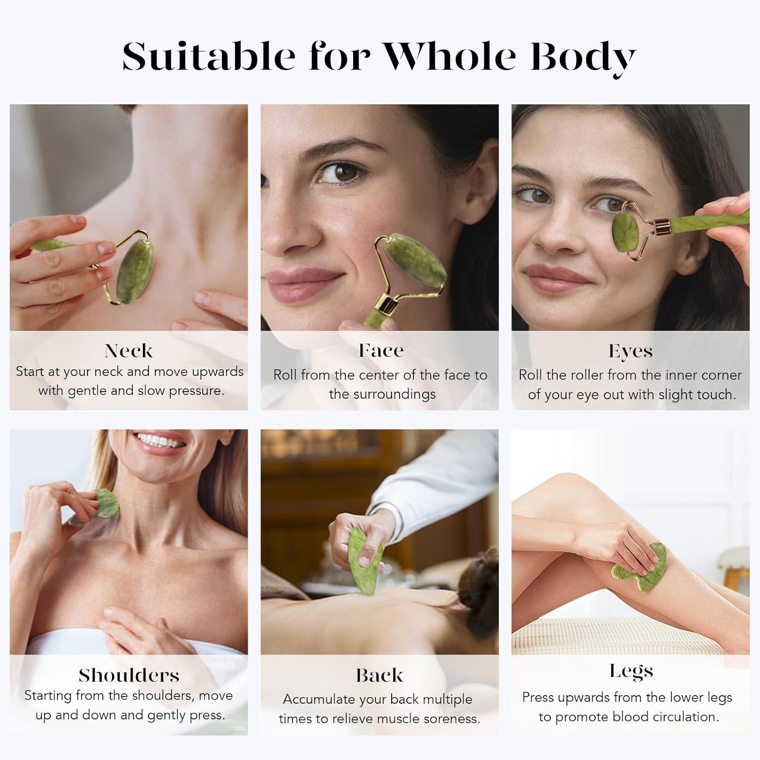 BAIMEI Icyme Gua Sha & Jade Roller Facial Tools Face Roller and Gua Sha Set for