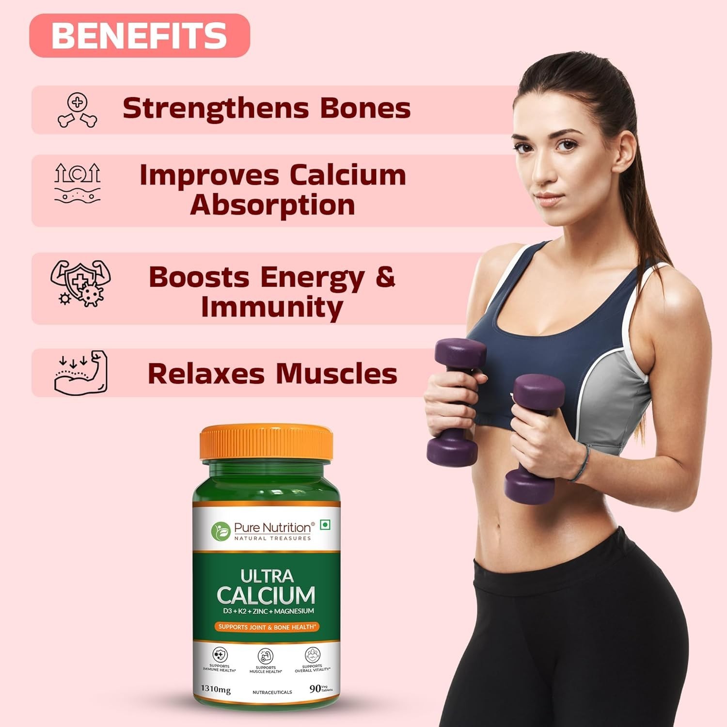 5 Pack PURE NUTRITION NATURAL .TREASURES Ultra Calcium 450 Tabs