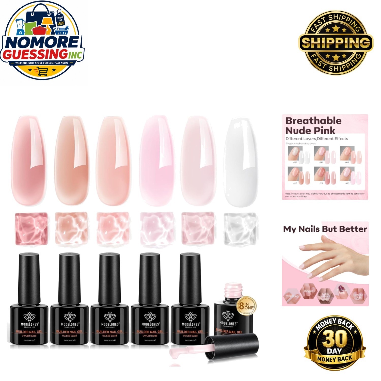 8-in-1 Gel Nail Polish Builder Set for Salon-Quality Home Manicures – 6 Colors