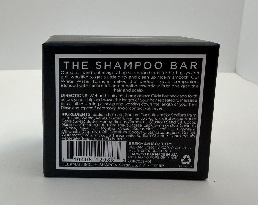 Beekman 1802 Hand Cut Shampoo Bar WHITE WATER Invigorating Goat Milk 3.5 oz NEW