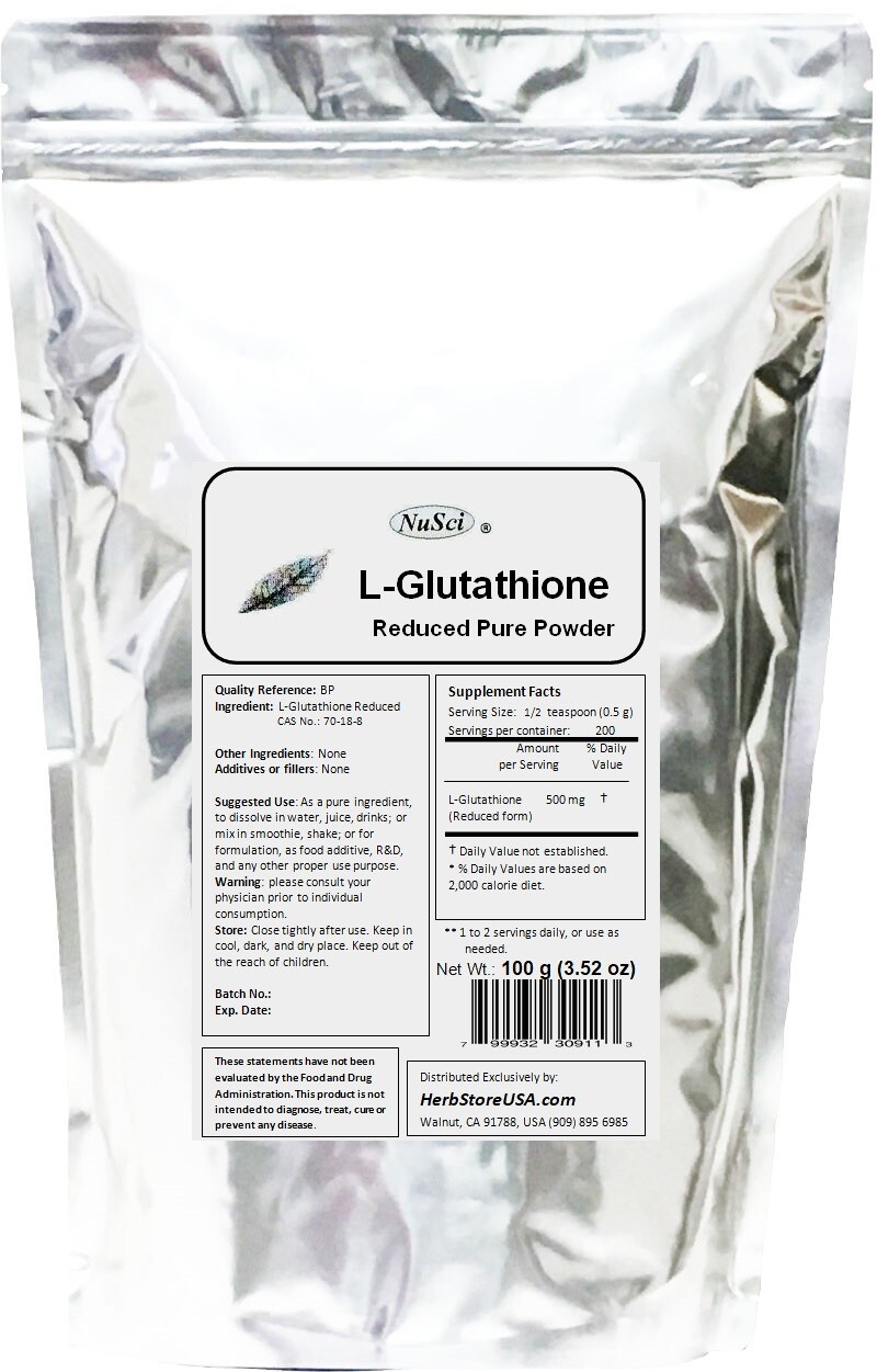 NuSci L-Glutathione Powder Pure Reduced Form 227g (8.0oz) antioxidant