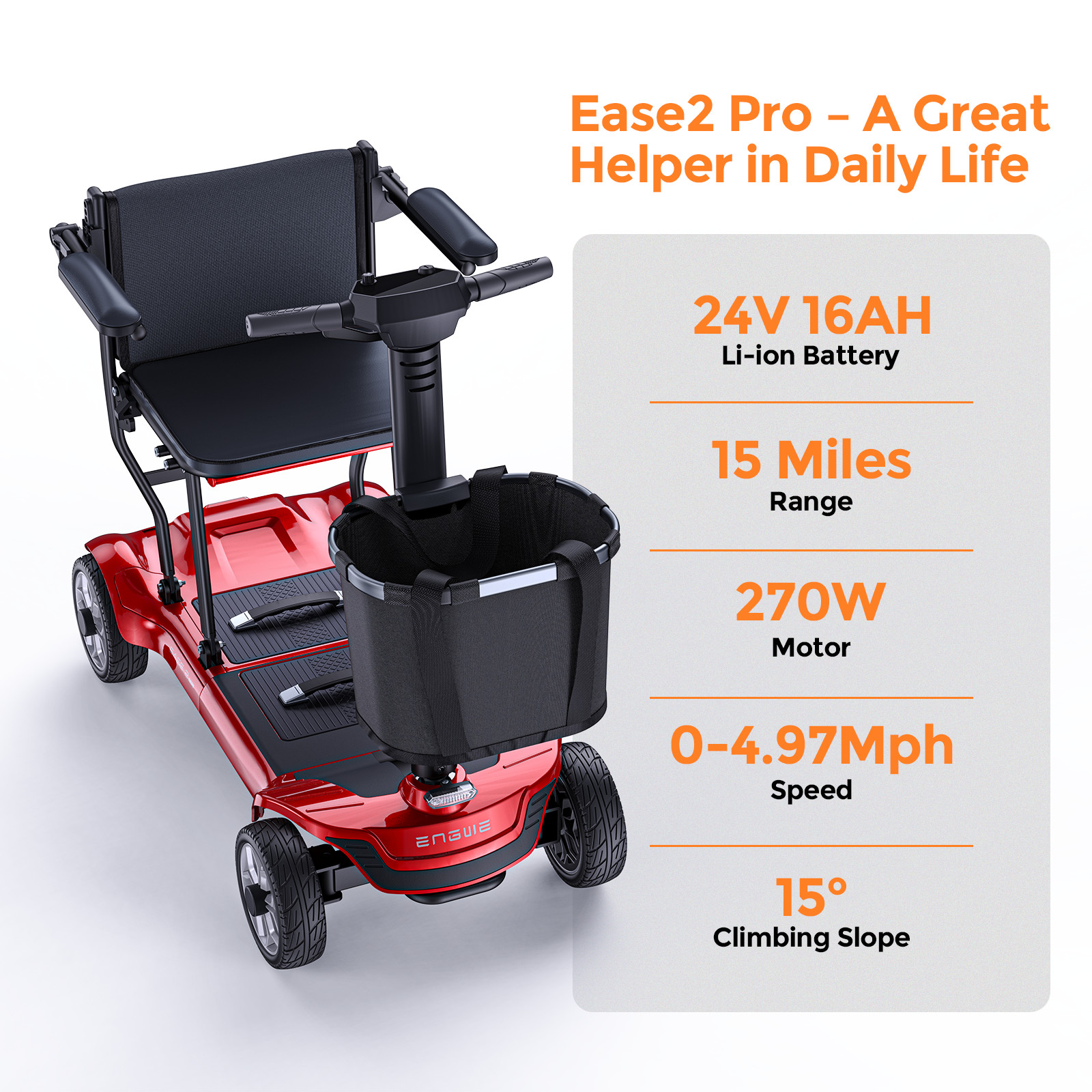 ENGWE Ease2 Pro Folding Mobility Scooter 42lbs Lightweight Electric for Seniors