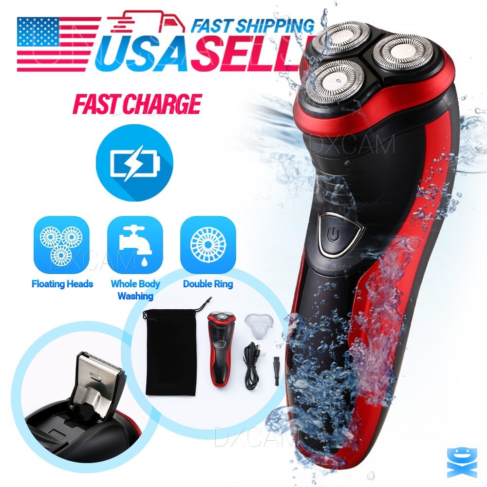 Electric Shaver Mens Razor Rotary Waterproof Pop-Up Trimmer Wet Dry Cordless