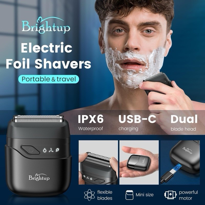 Brightup Electric Foil Shavers for Men, Mini Electric Razor for Shaving Face