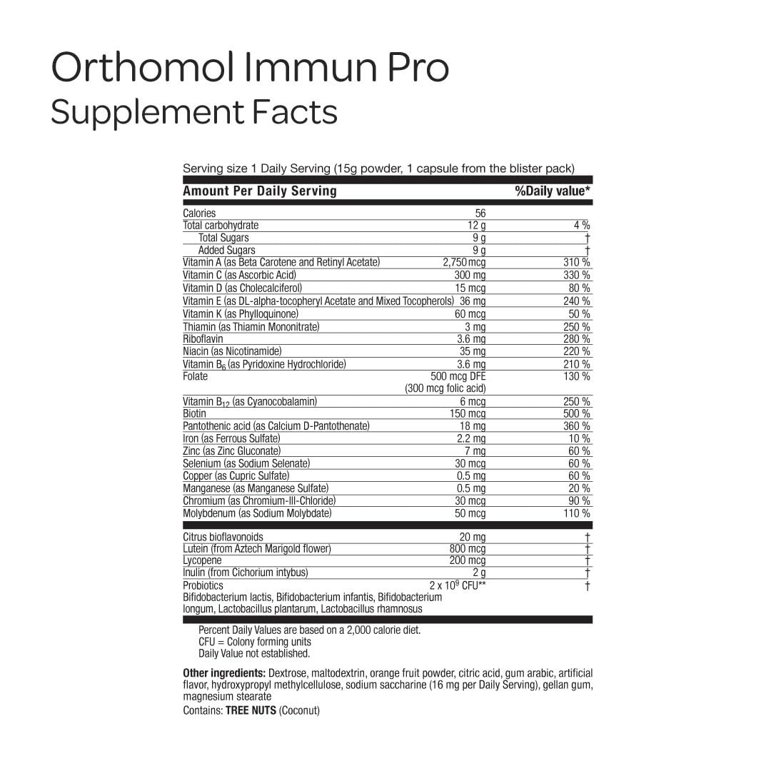 Orthomol Immun Pro Immune Support Gut Health Powder Capsules For Adults