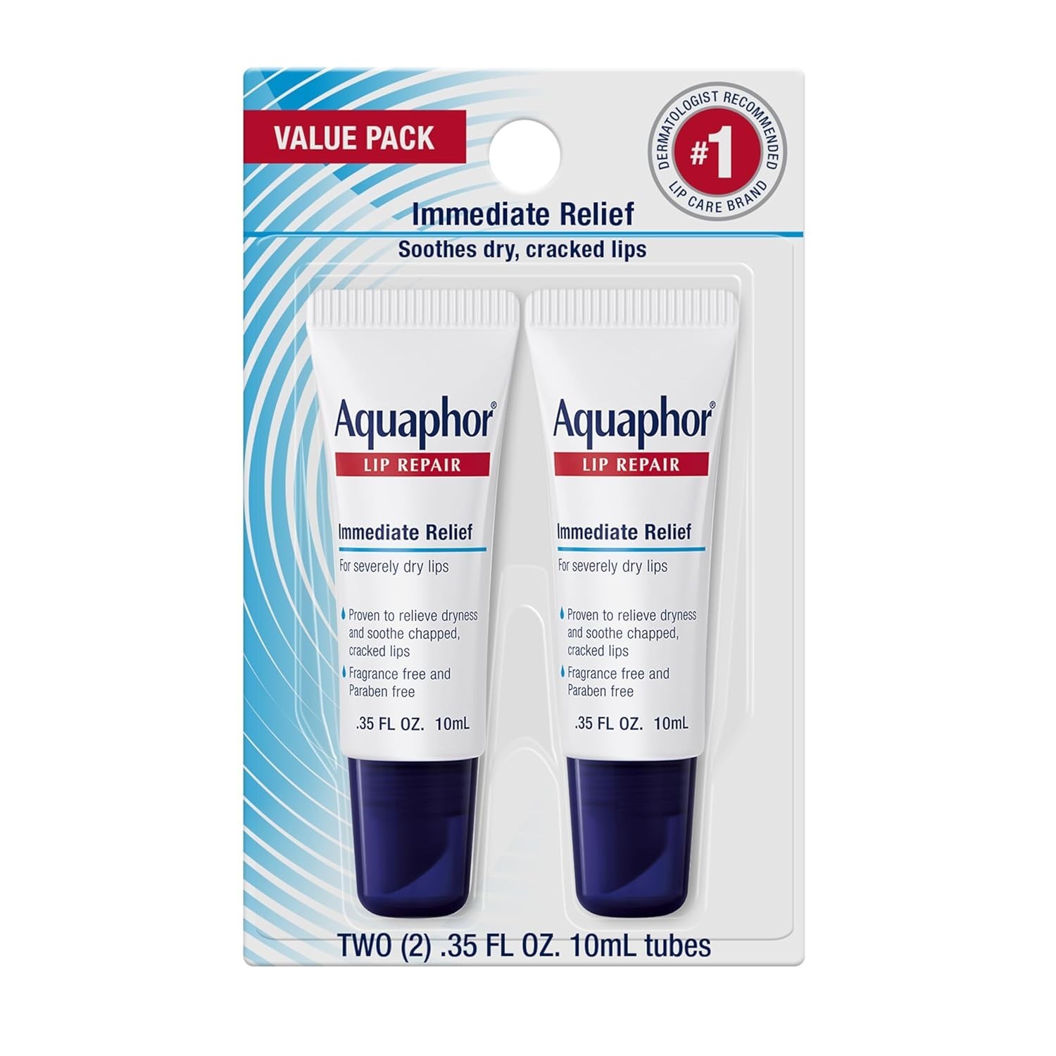 Aquaphor Lip Repair Ointment, Moisturizing Lip Balm Pack, Relieves Dryness, 0.35