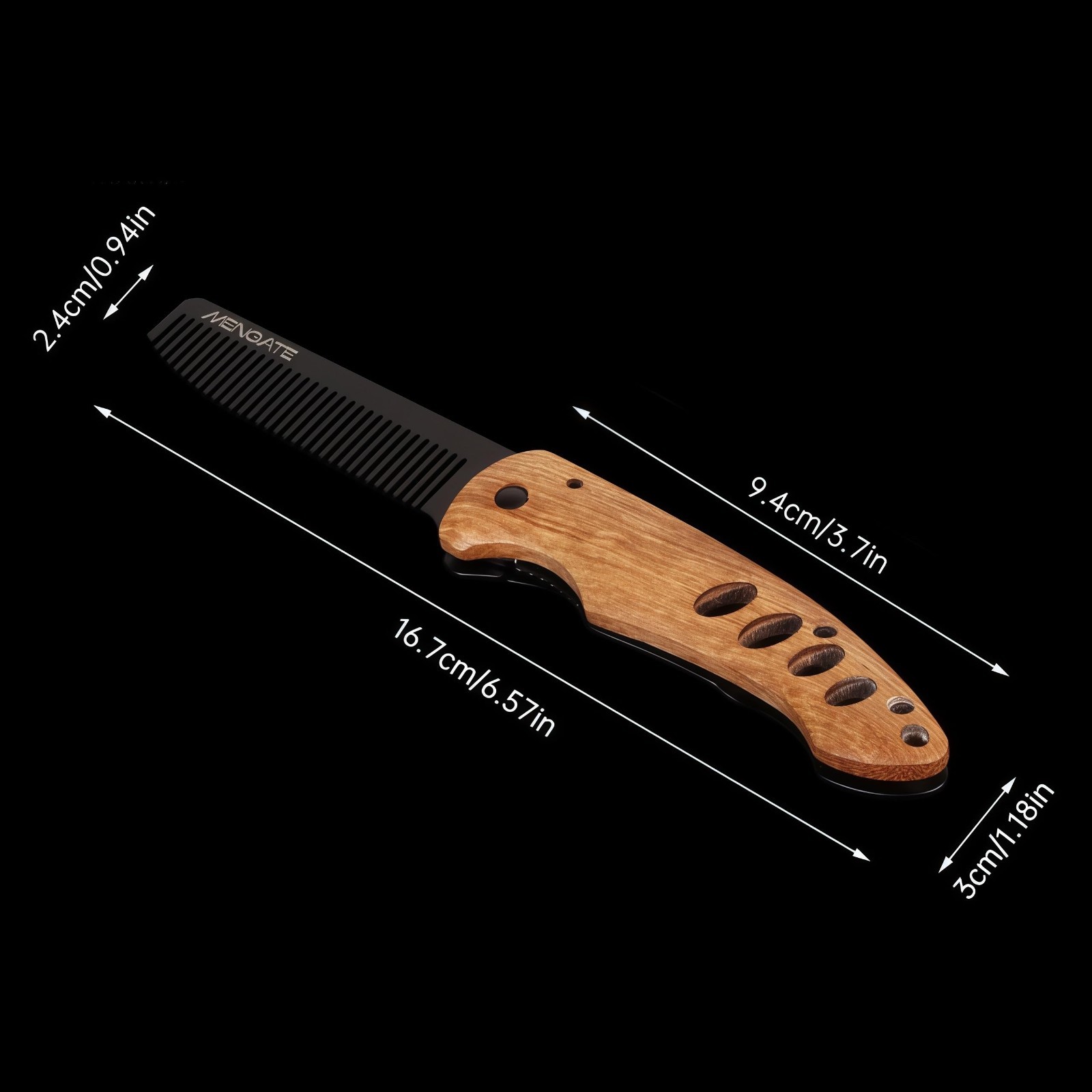 Compact Folding Pocket Beard & Mustache Comb – Metal Grooming Tool with Wooden H