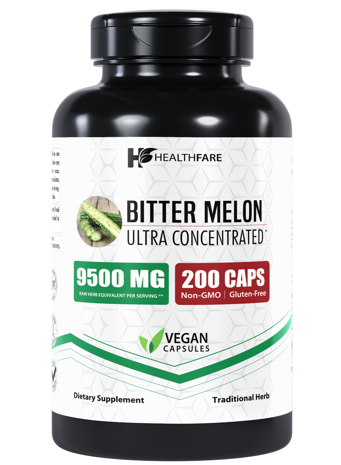 Healthfare Organic Bitter Melon Extract 9500mg | 200 Capsules Ultra Concentrated