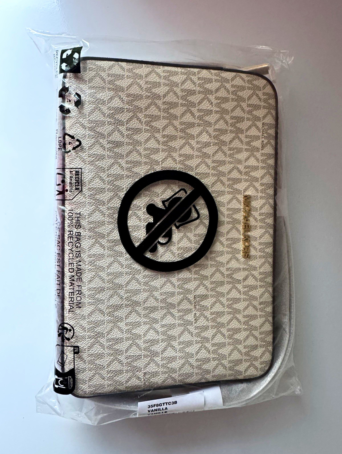 Michael Kors Jet Set Vanilla Zip-Around Makeup Bag Beige/Brown 35F8GTTC3B