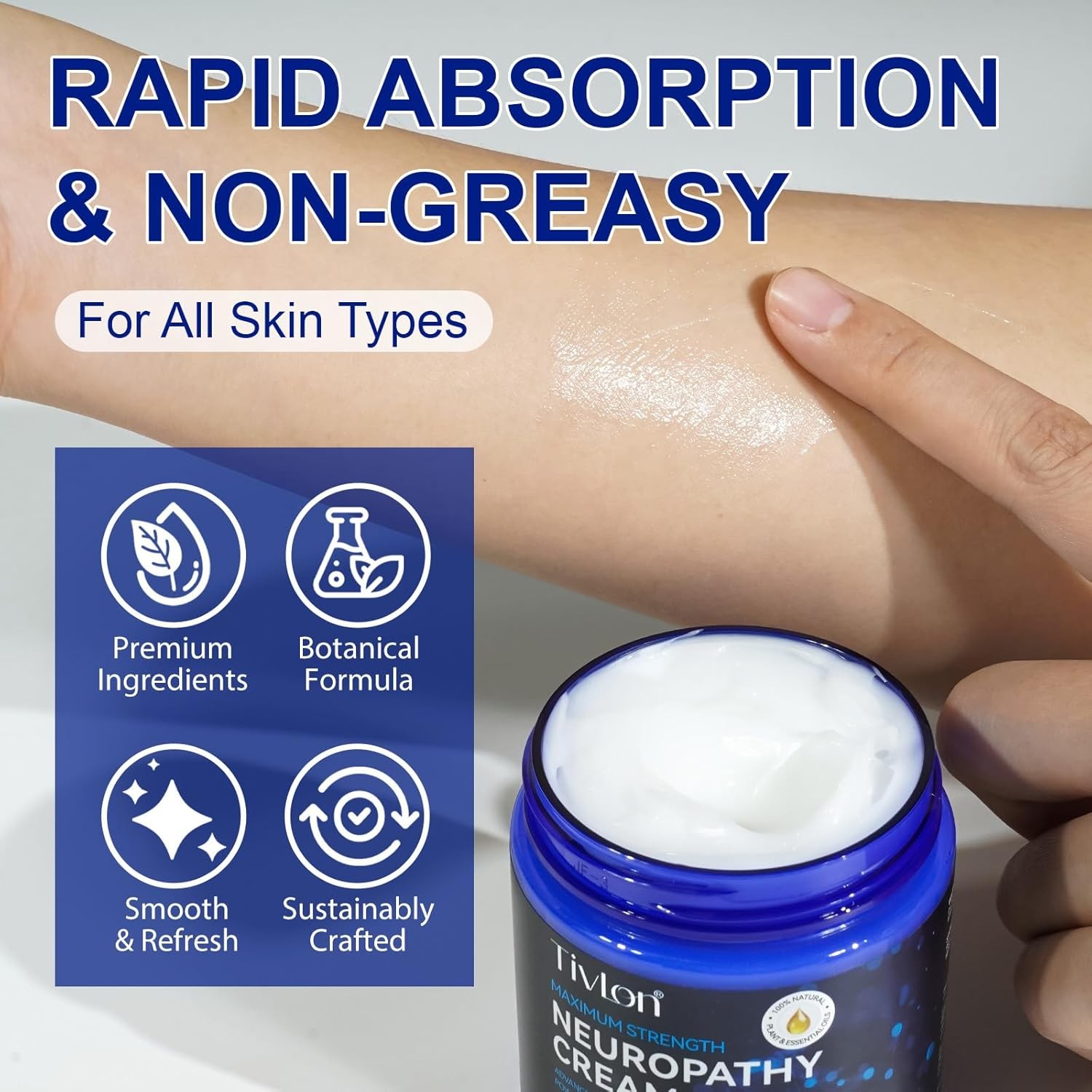 Neuropathy Nerve Care Cream – Fast-Acting Cooling Relief for Feet & Hands 4.23oz