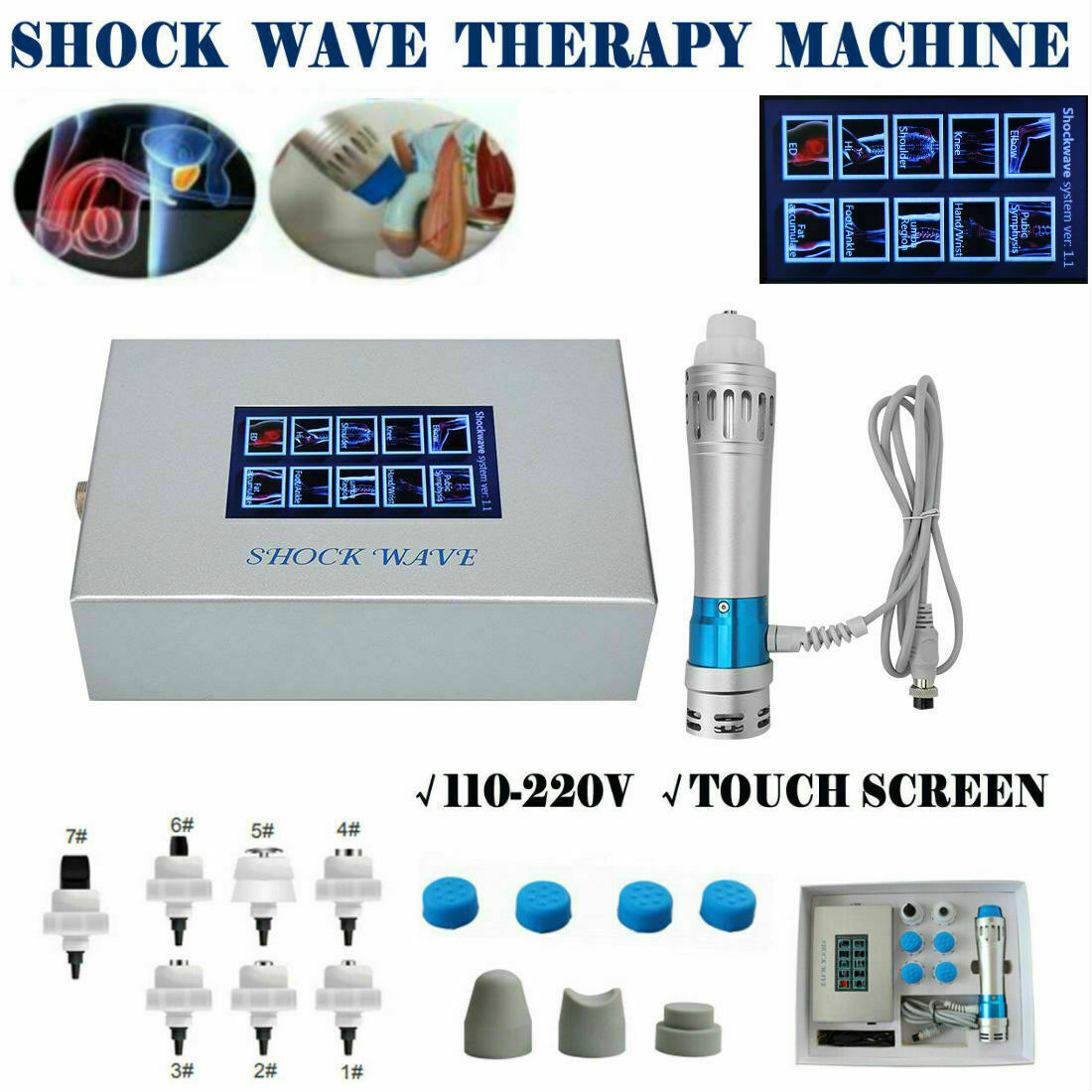 Focused Shock Wave Therapy Machine ED Full Body Muscle Relief & Bone Strength US