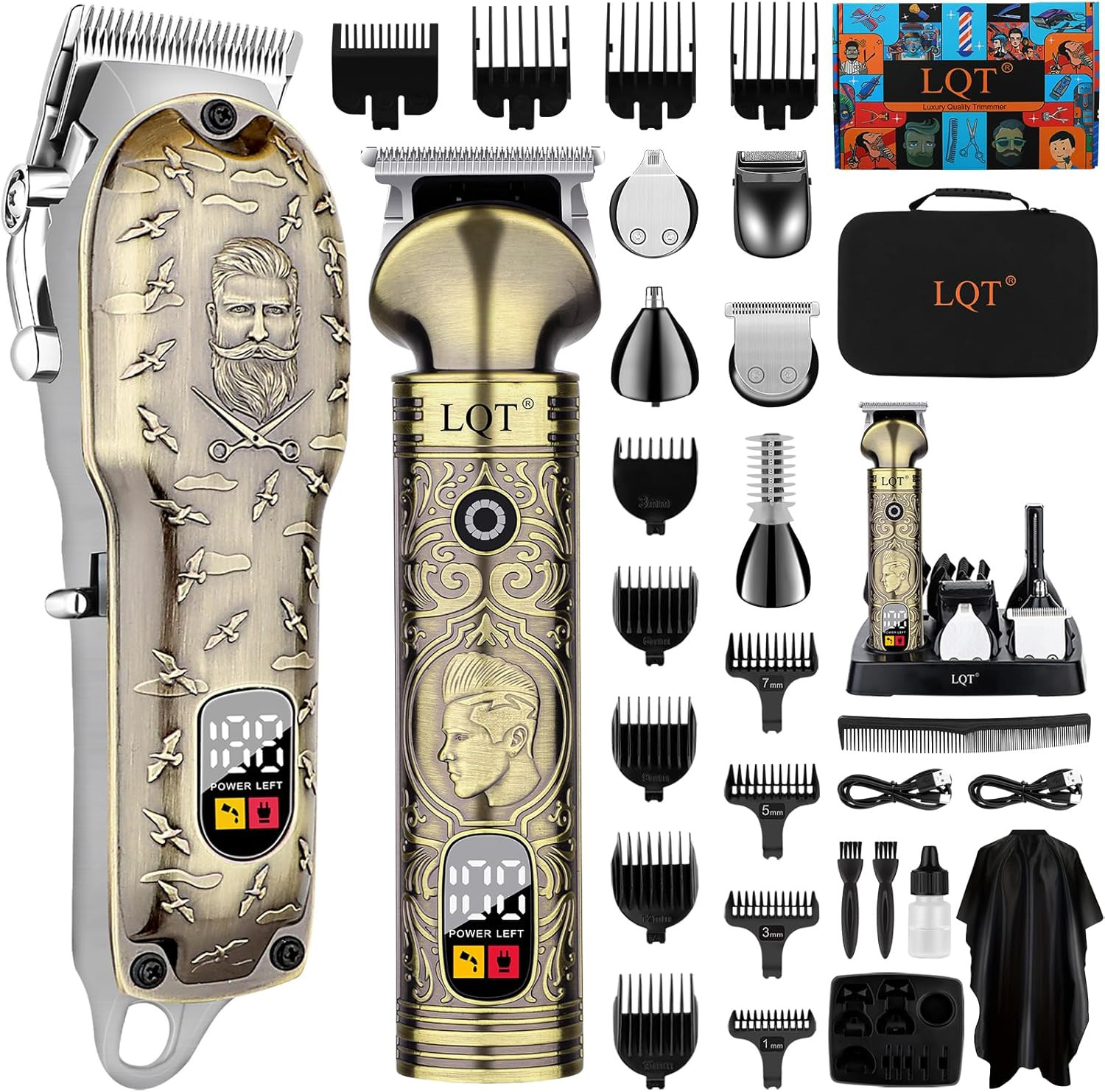 Professional Cordless Hair Clipper and Trimmer Set for Men, Multi-Functional Tri