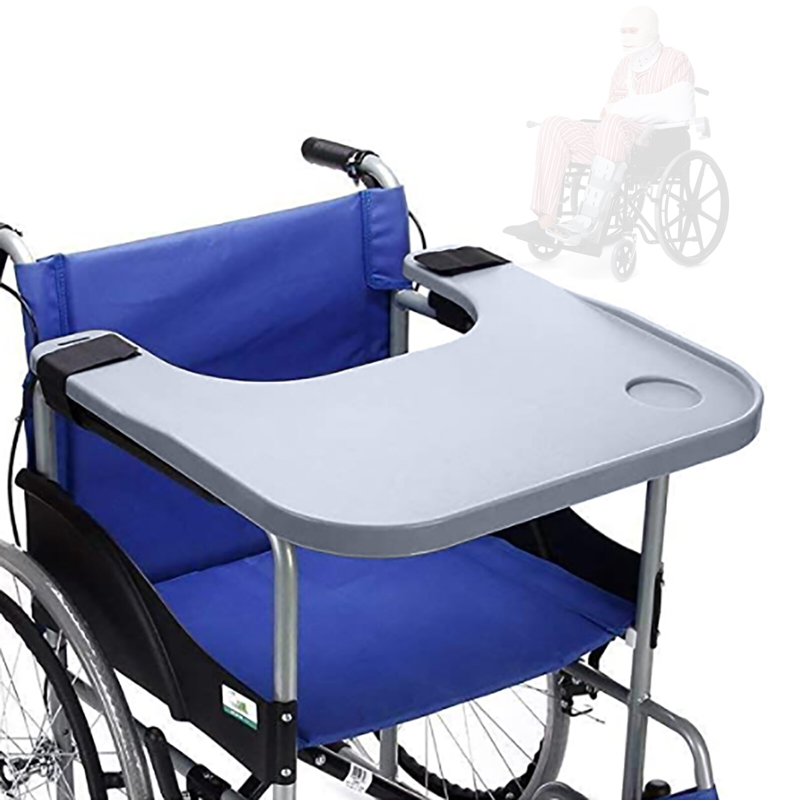 ABS Removable Wheelchair Tray Table Disabled Portable Lap Tray +Cup holder
