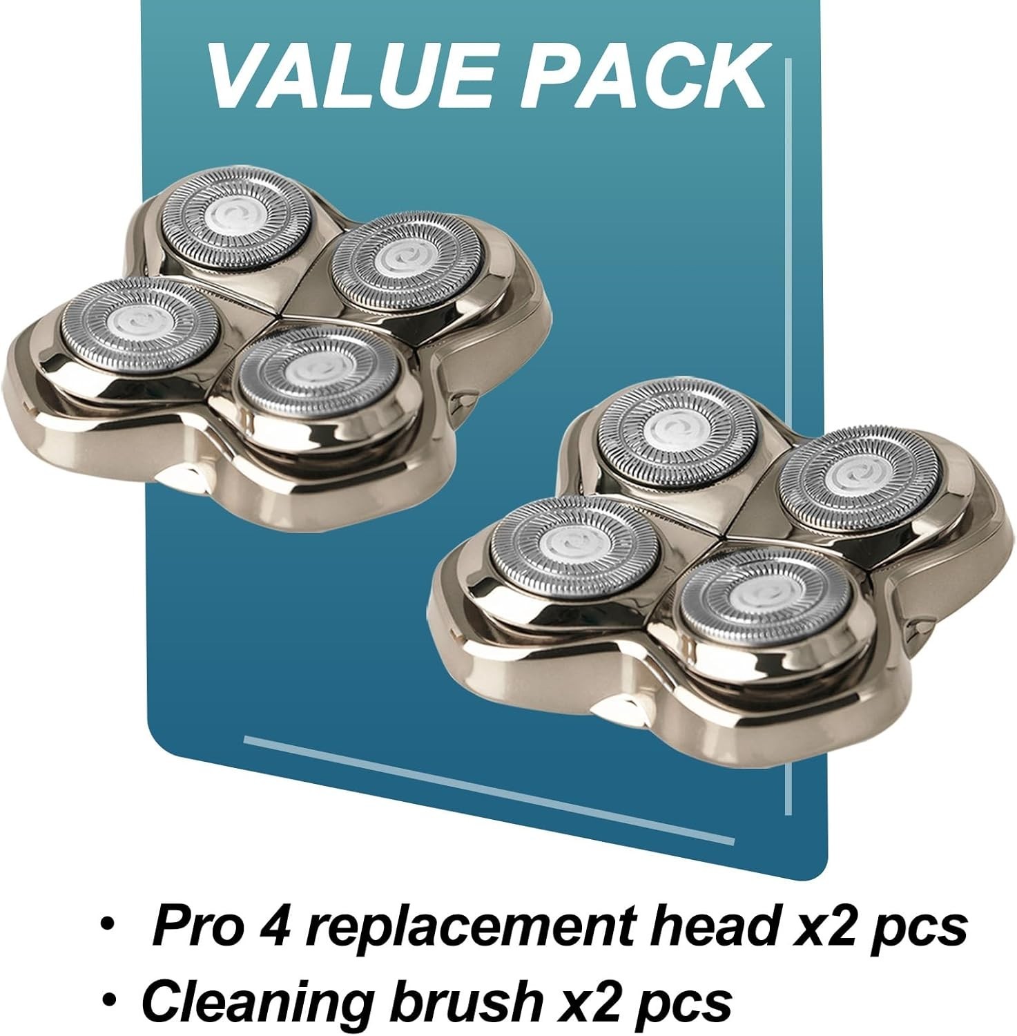 2Pack Pro 4 Shaver Replacement Heads for Skulls Pitbulls Series Gold PRO, Sil…