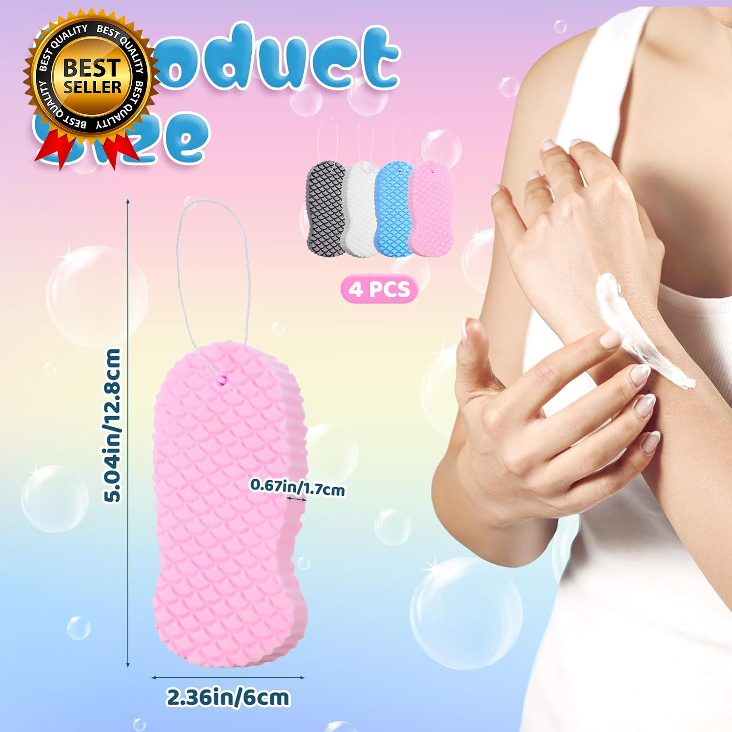 4 PCS Magic Exfoliating Sponge Dead Skin Remover, 3D Magic Exfoliating Bath Spon