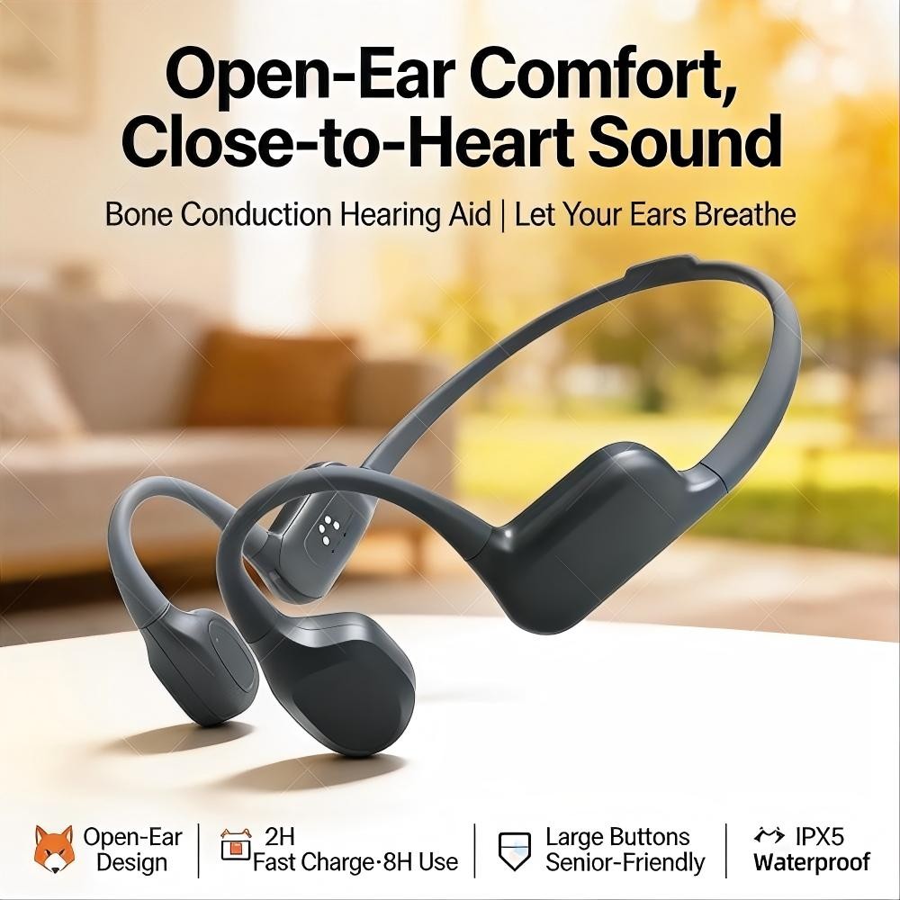 Bone conduction hearing aid Waterproof Rechargeable Long battery for Old People
