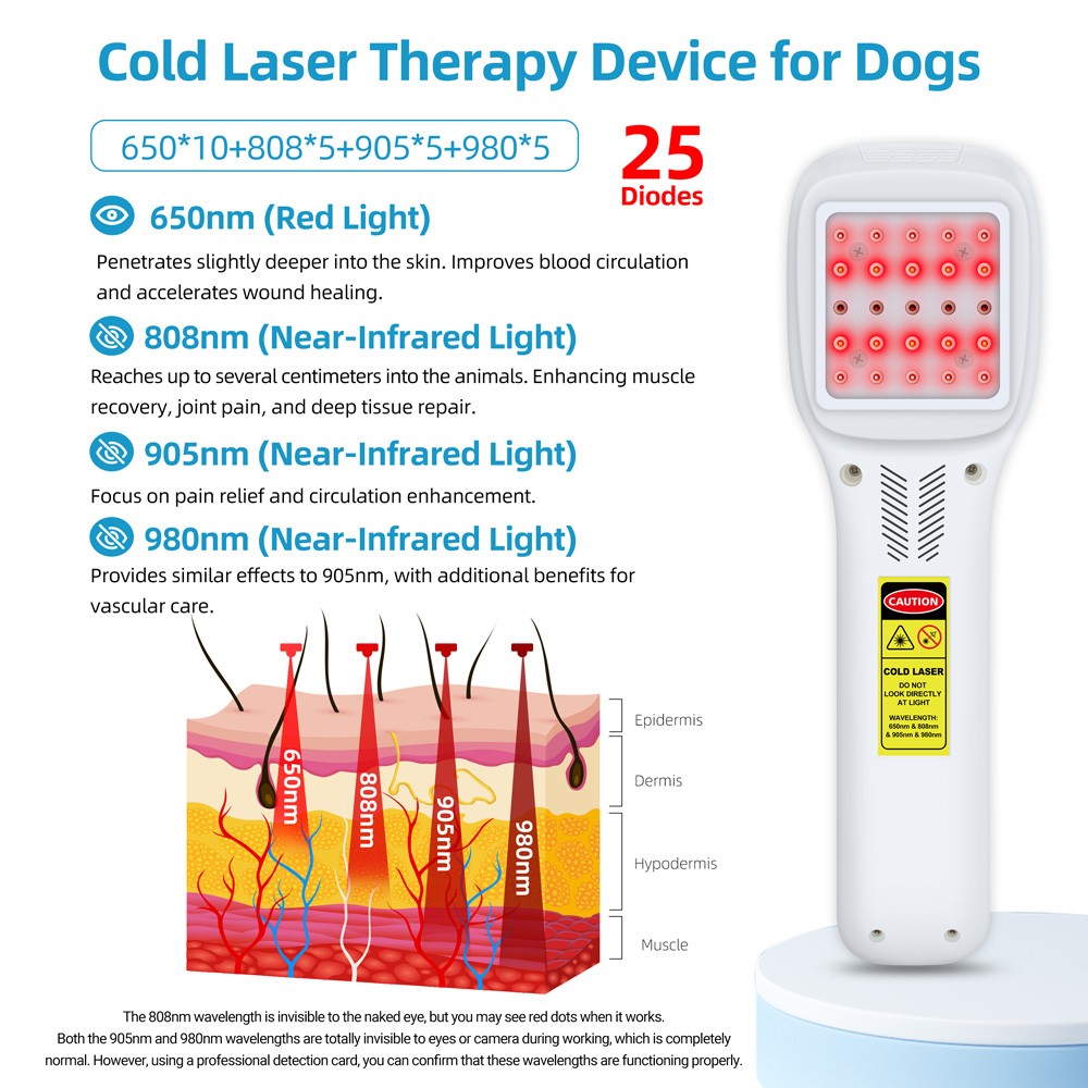 2.5W Cold Laser Therapy LLLT Device for Neck Back, Spinal Pain Relief 25 Diodes