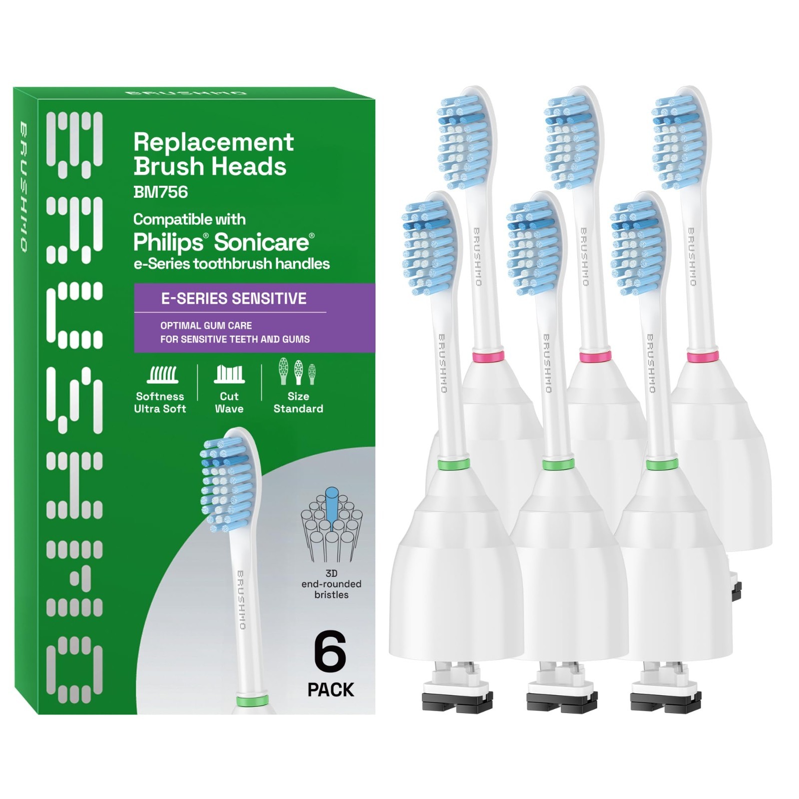 Sensitive Replacement Toothbrush Heads for Philips Sonicare, 6 Ultra Soft Dupont