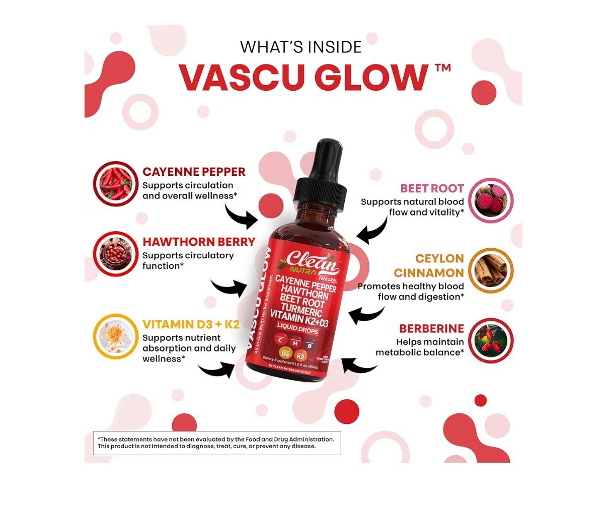 Clean Nutra Cayenne Pepper Drops Vascu Glow Supplement Liquid Drops 2oz