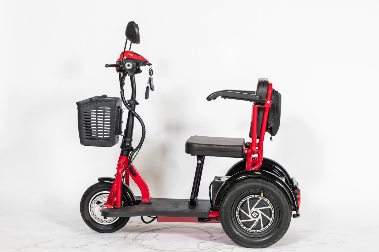 Red Tressel Fold Solo 3-Wheel Foldable Electric Scooter w/ Basket & Mirrors