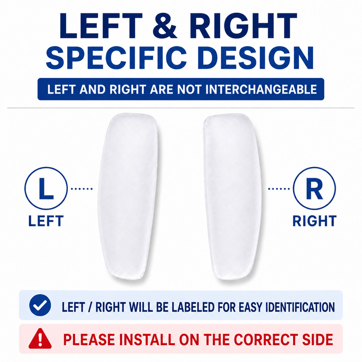 AD-Style Push-In Rectangular Nose Pads Matte White Silicone L/R 3 Pairs