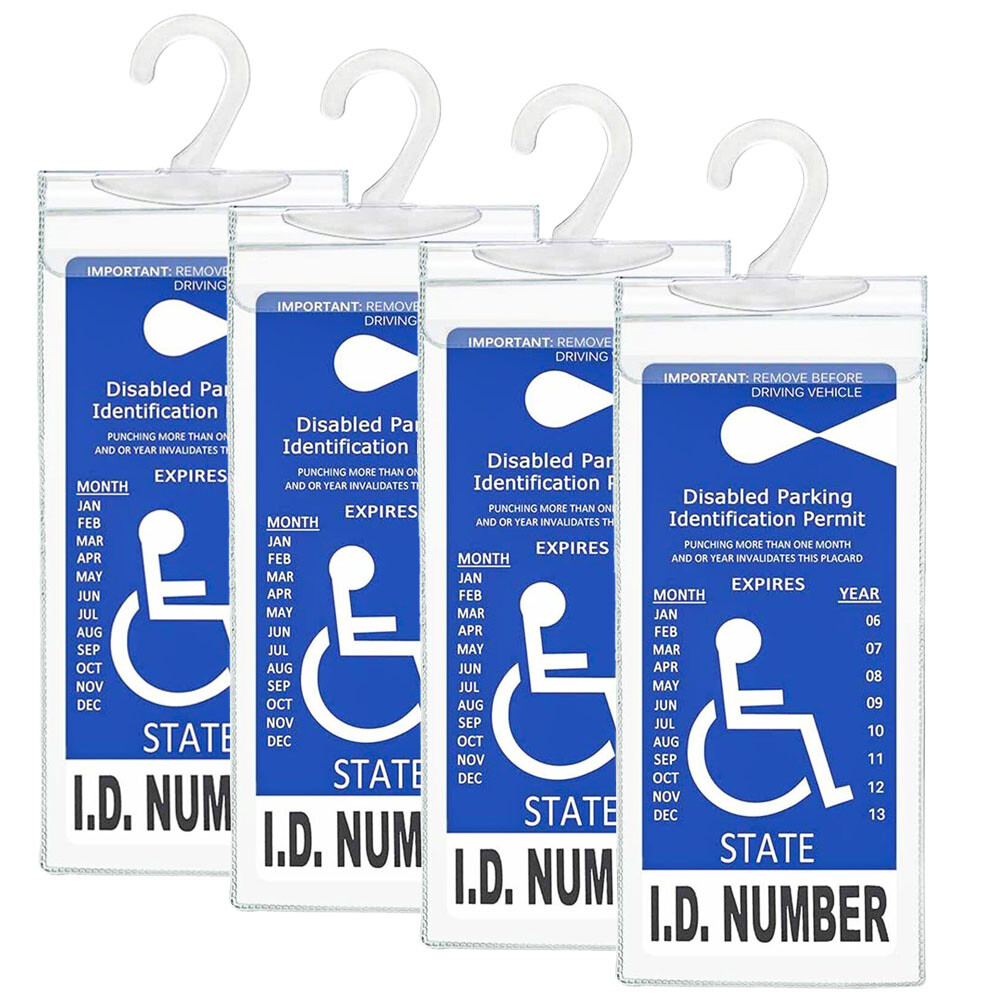 4X Handicap Placard Holder Disabled Parking Permit Protector Cover Sleeve Hang