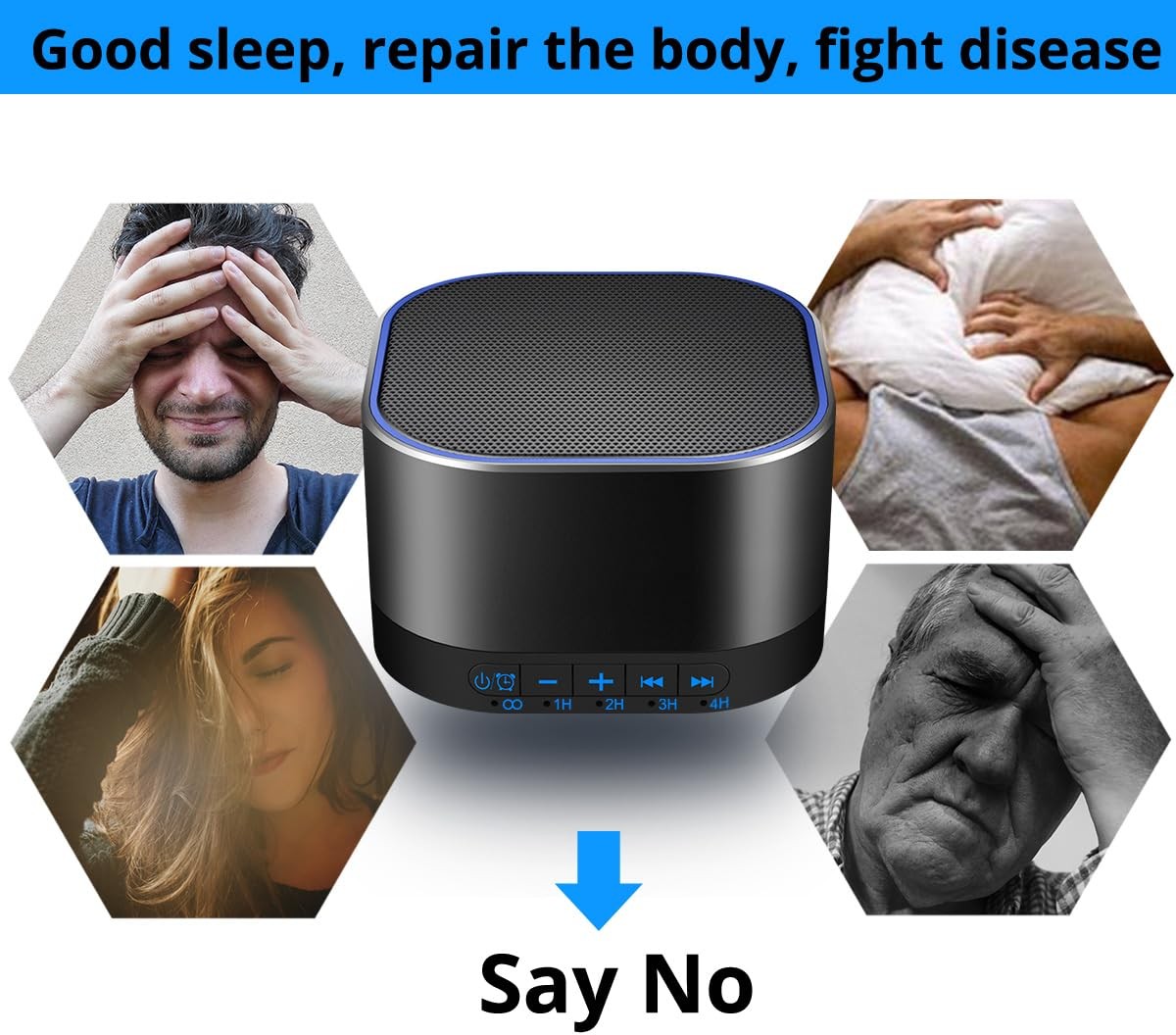 Magicteam Sound White Noise Machine with 20 Non 1 Count (Pack of 1), Black