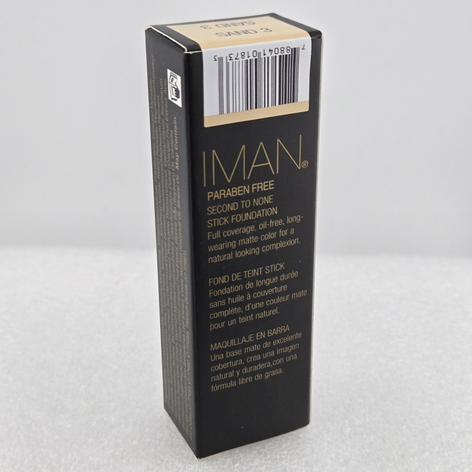 IMAN Second to None Stick Foundation SAND 3 Full Coverage Oil-Free Matte .28oz