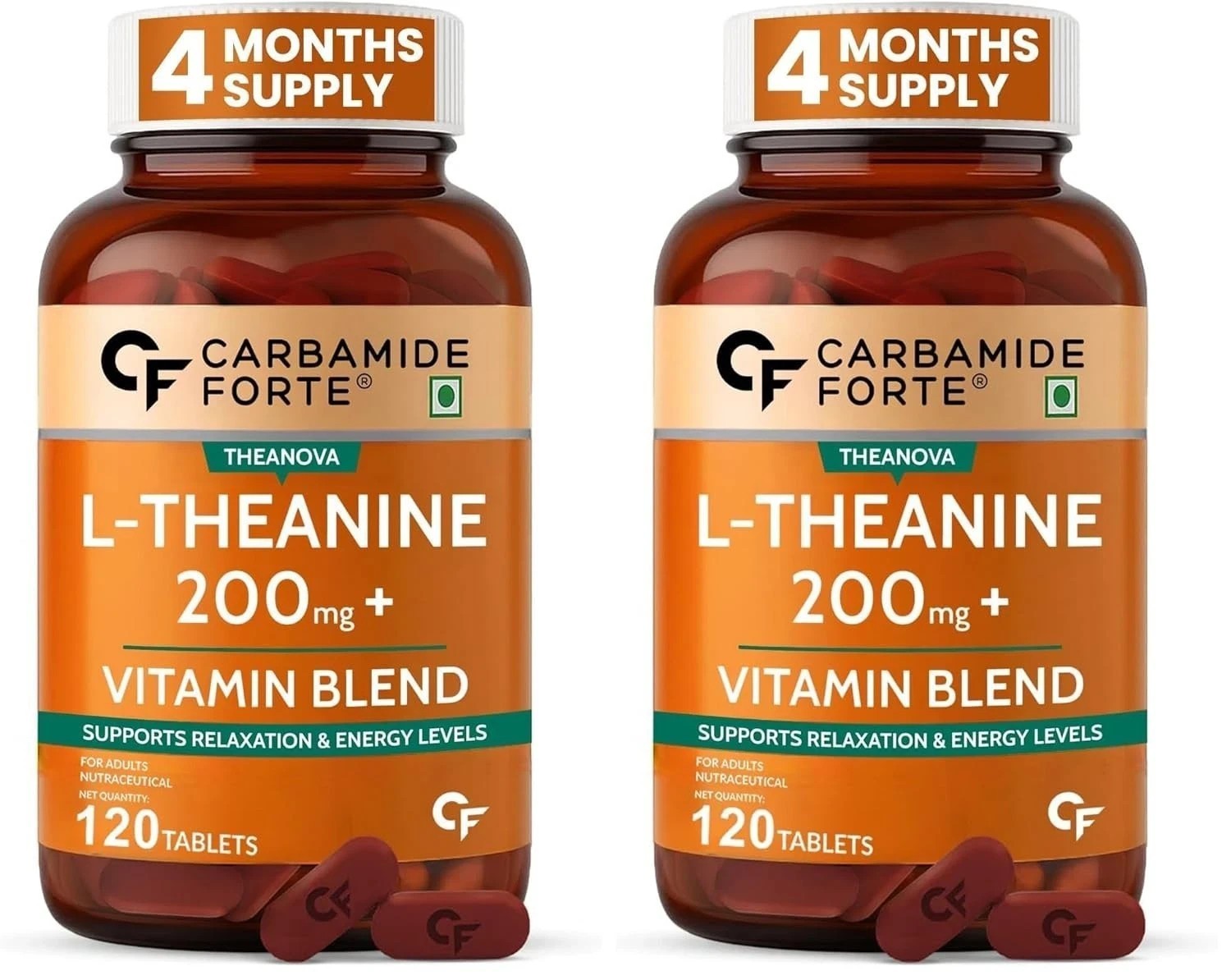 2xCarbamide Forte L Theanine 200mg with Vit B Complex Stress Support Formula 120