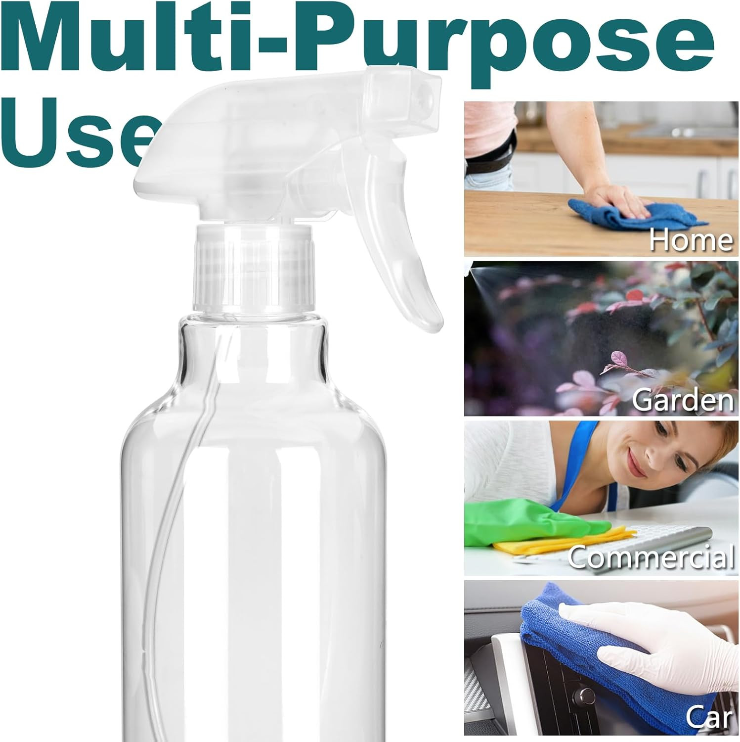 Plastic Spray Bottles, 16.9Oz/2Pack,Adjustable Spray Bottles for Cleaning, Empty