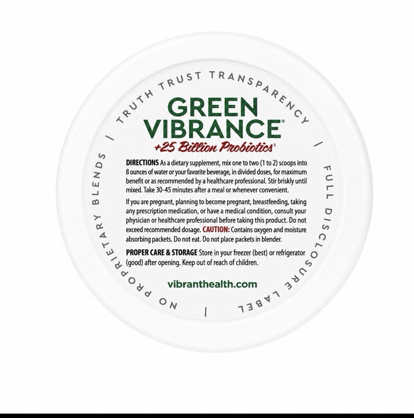 Vibrant Health Green Vibrance Superfood Powder 30 Servings 25 Billion CFU Sealed