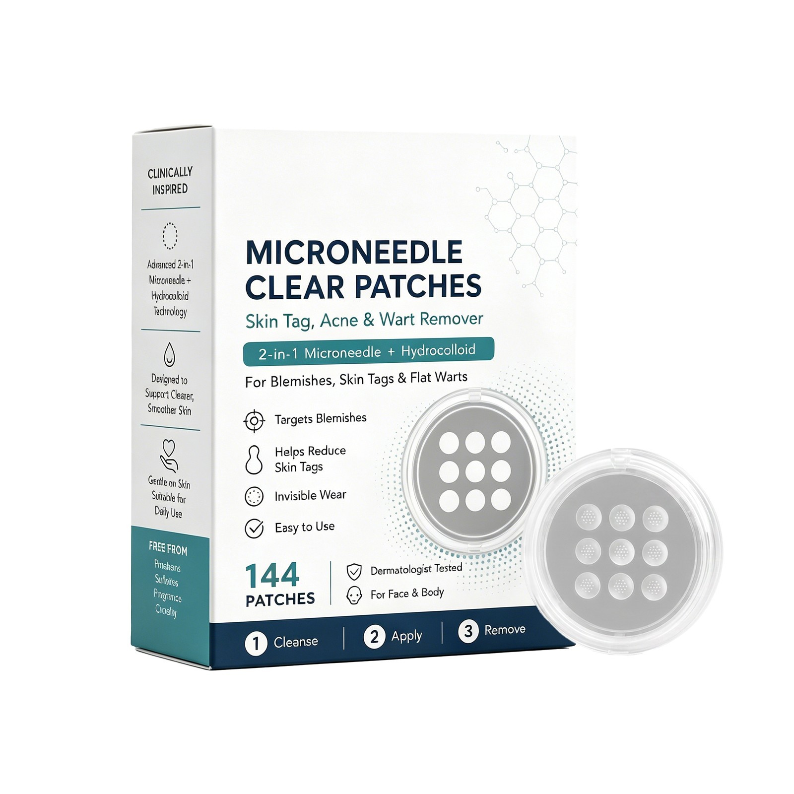 Curalona 2-in-1 Microneedle Hydrocolloid Patches for Face & Body Skin Care