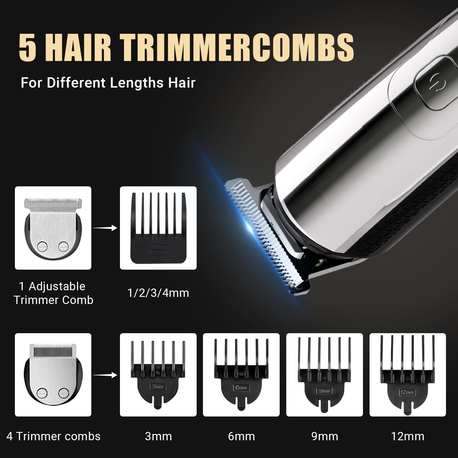 Taylarm Beard Trimmer for Men, 5-in-1 Hair Clippers Grooming Shaving Kit T-Blade