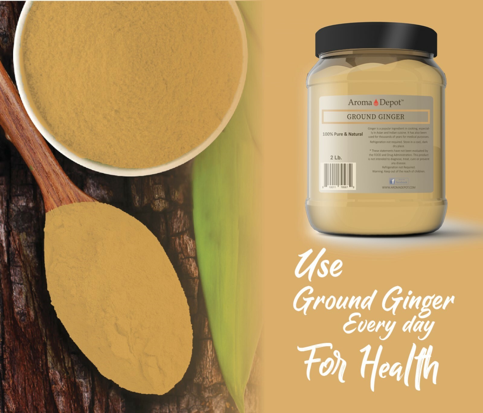 2lb Ground Ginger Root Powder Natural Premium Raw Zingiber Officinale Jengibre
