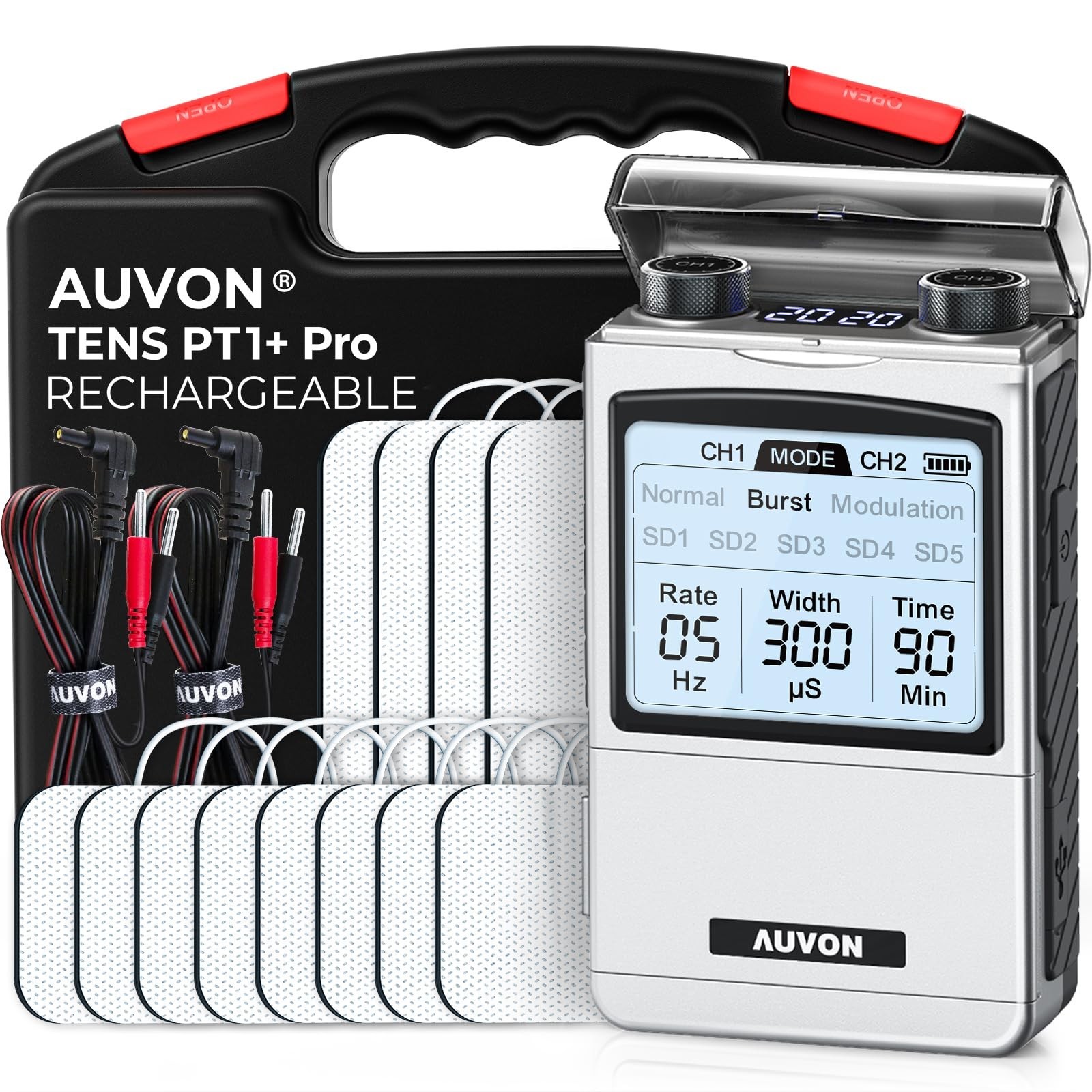 AUVON Rechargeable TENS Unit Muscle Stimulator, FSA HSA Eligible, Digital TEN…