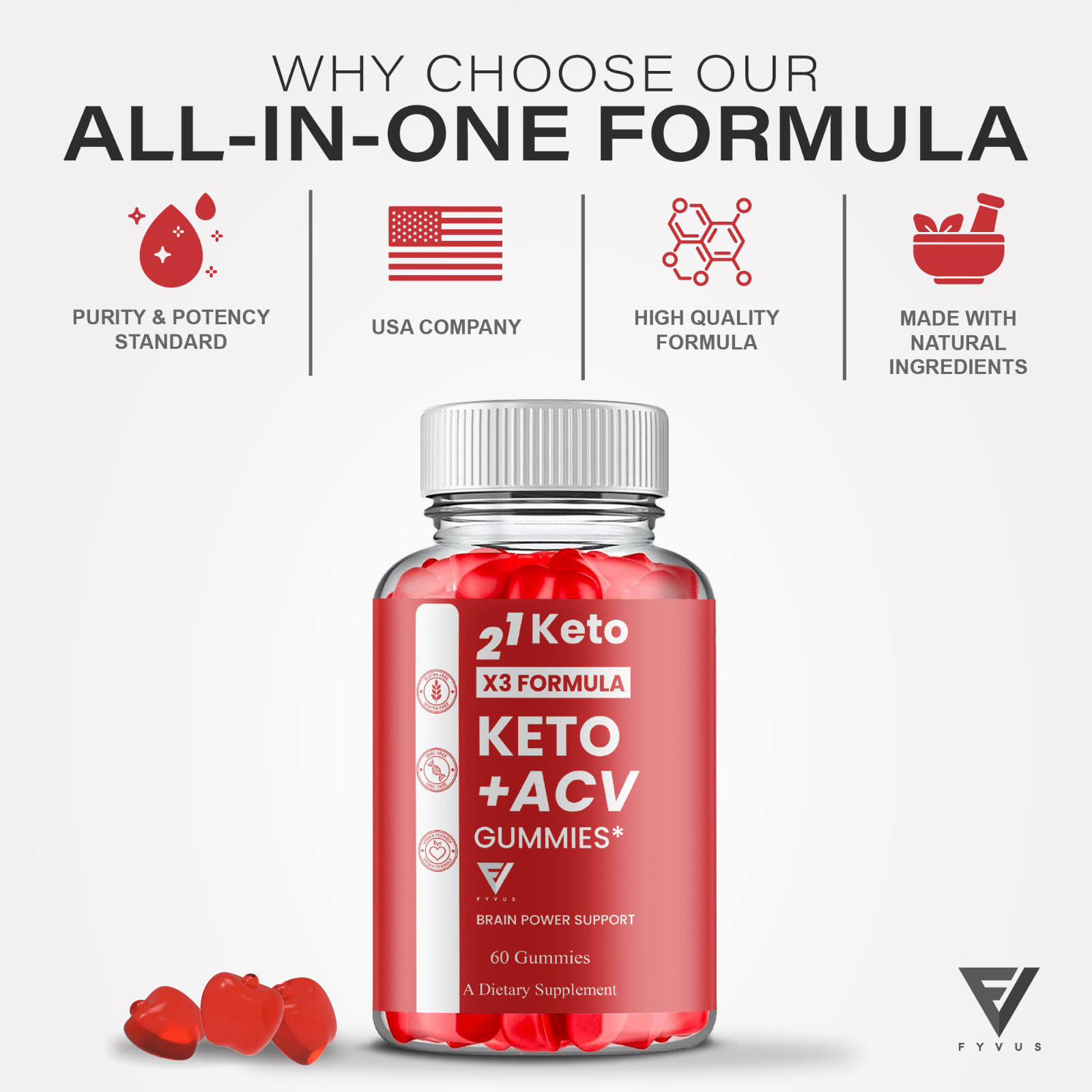21 Keto ACV Gummy, 21Keto Support Supplement (60 Gummies)