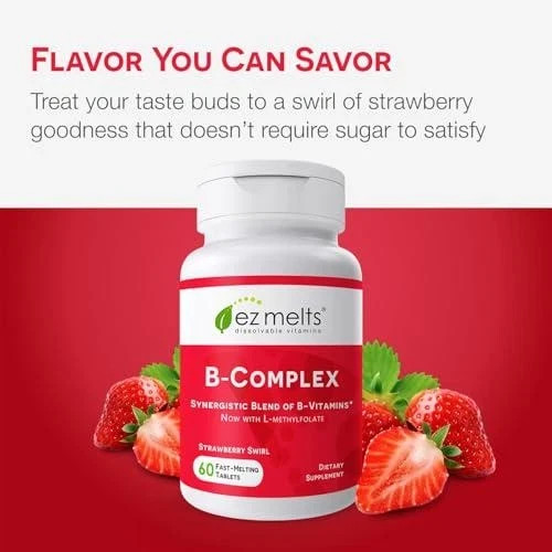EZ Melts Dissolvable Vitamin B-Complex with Methyl B12 and Methyl Folate, Supply