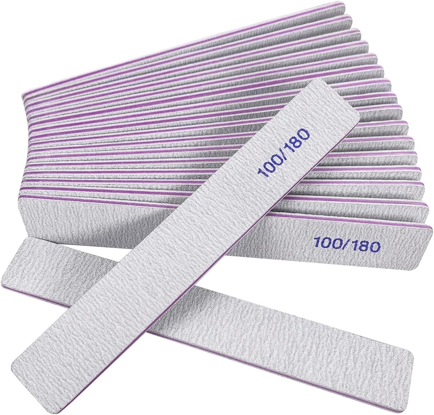 Nail Files (12 Pack), 100/180 Grit Emery Boards Nail File for Natural Nails and